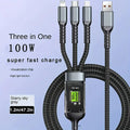 3-in-1 Fast Charging Cable for iPhone, Micro USB, Type C