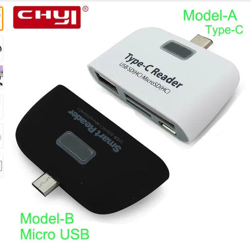 RKWQzAdskRB0I3iF Type-C OTG Card Reader for Memory Cards